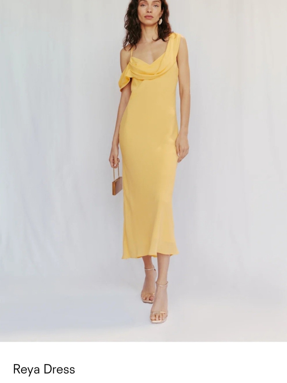 Reformation One-Shoulder Cowl Midi Dress - Yellow